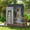 Grey Galvanized Metal Outdoor Storage Shed with Lockable Door, Vents, and Roof